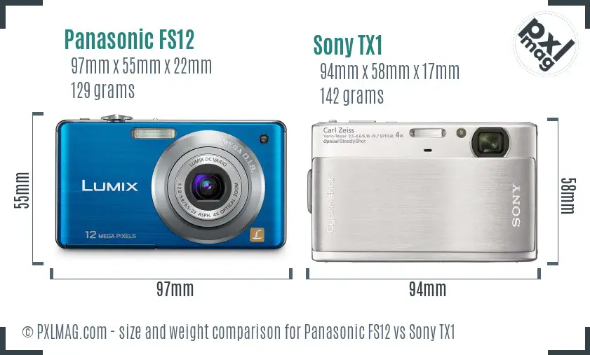 Panasonic FS12 vs Sony TX1 size comparison