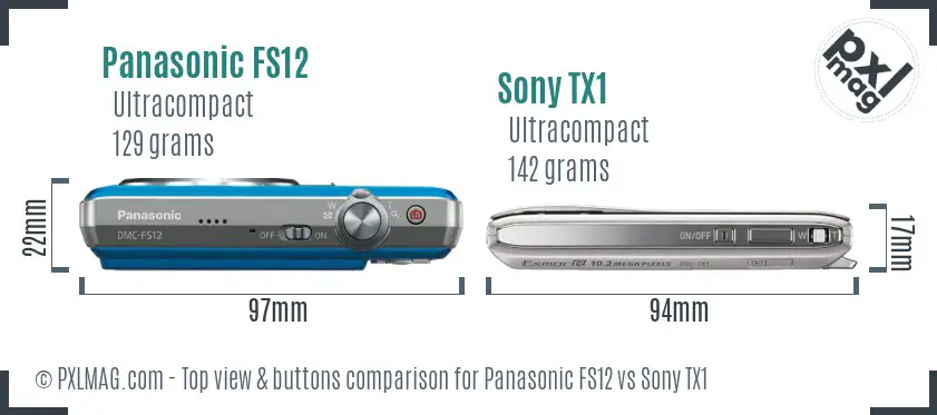 Panasonic FS12 vs Sony TX1 top view buttons comparison