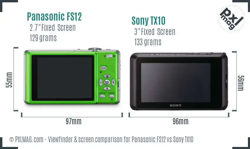 Panasonic FS12 vs Sony TX10 Screen and Viewfinder comparison