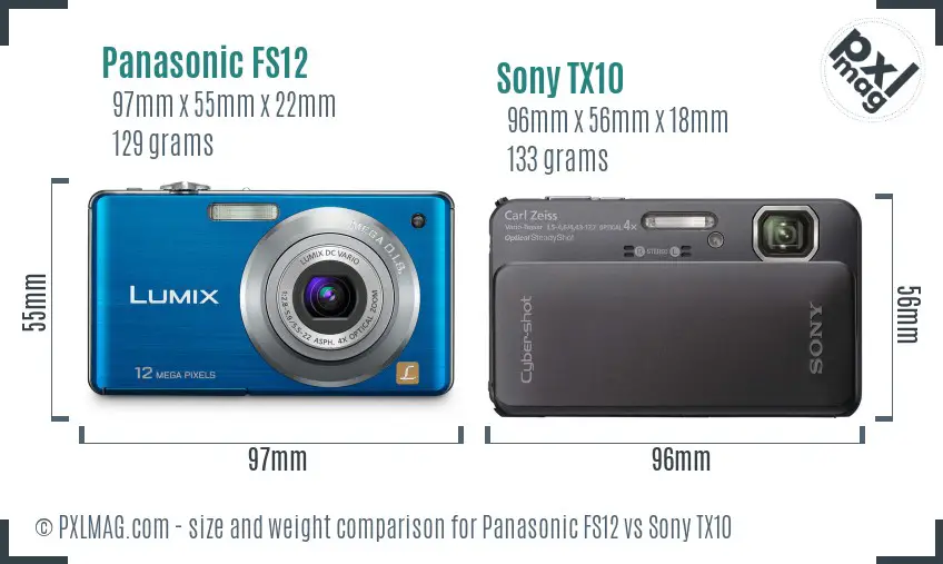 Panasonic FS12 vs Sony TX10 size comparison