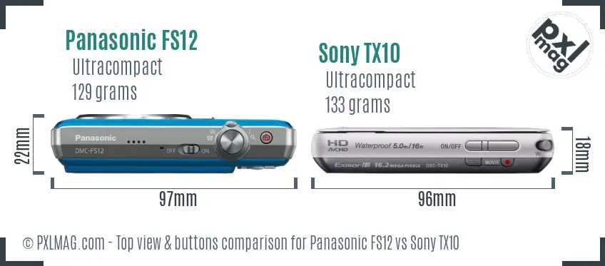 Panasonic FS12 vs Sony TX10 top view buttons comparison