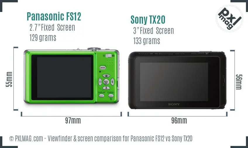 Panasonic FS12 vs Sony TX20 Screen and Viewfinder comparison