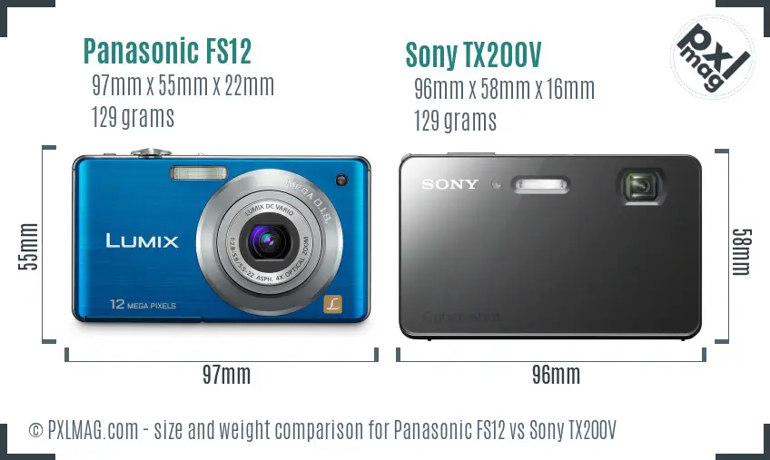 Panasonic FS12 vs Sony TX200V size comparison