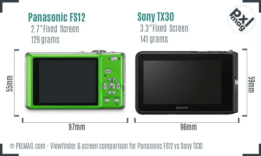 Panasonic FS12 vs Sony TX30 Screen and Viewfinder comparison