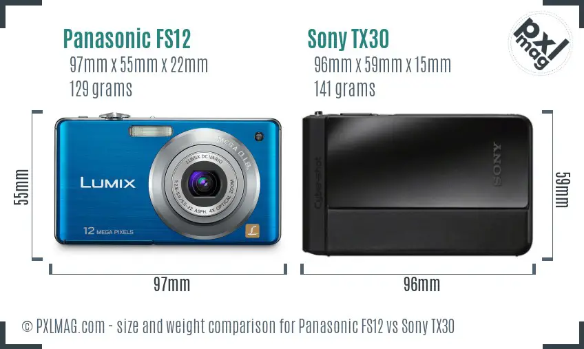 Panasonic FS12 vs Sony TX30 size comparison