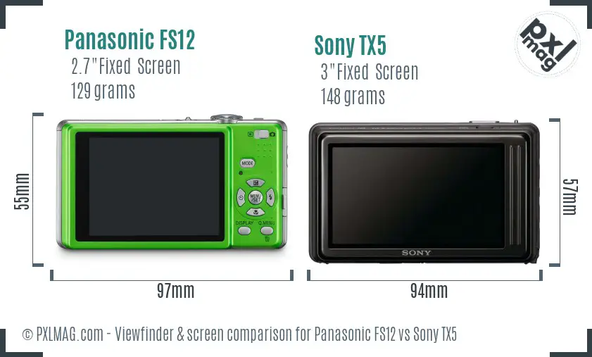 Panasonic FS12 vs Sony TX5 Screen and Viewfinder comparison