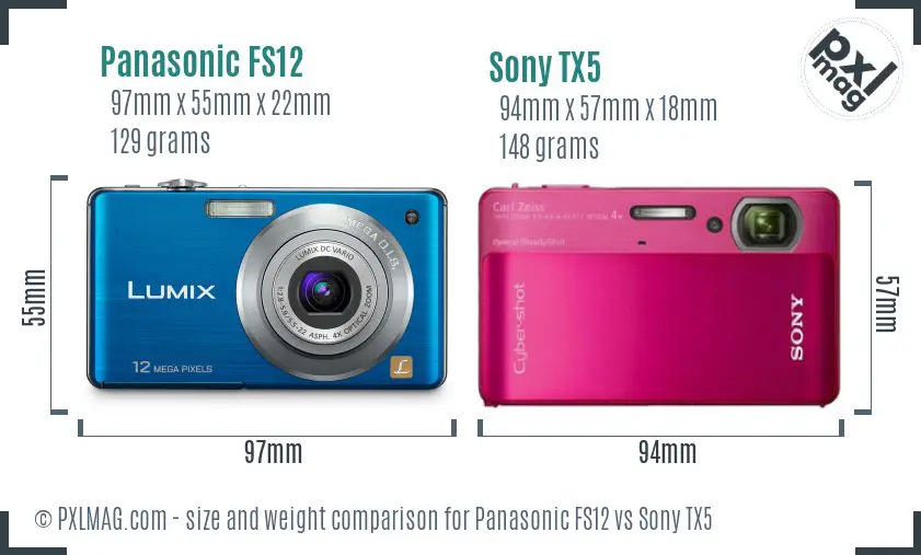 Panasonic FS12 vs Sony TX5 size comparison