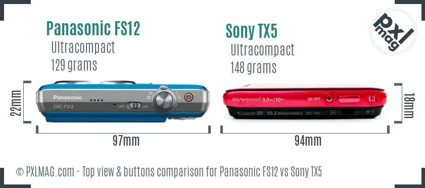 Panasonic FS12 vs Sony TX5 top view buttons comparison