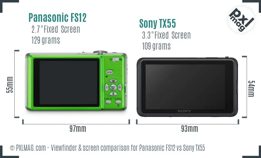 Panasonic FS12 vs Sony TX55 Screen and Viewfinder comparison