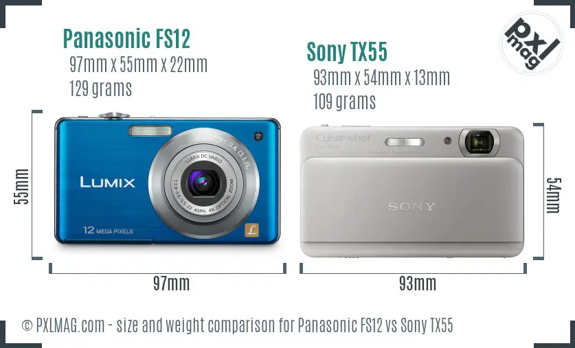 Panasonic FS12 vs Sony TX55 size comparison
