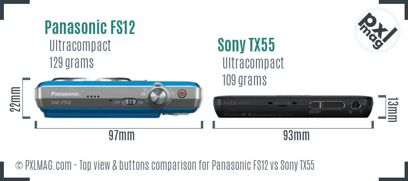 Panasonic FS12 vs Sony TX55 top view buttons comparison