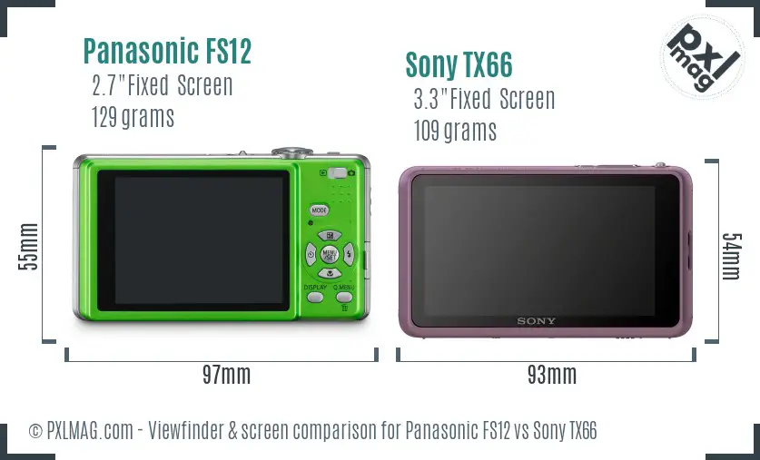 Panasonic FS12 vs Sony TX66 Screen and Viewfinder comparison
