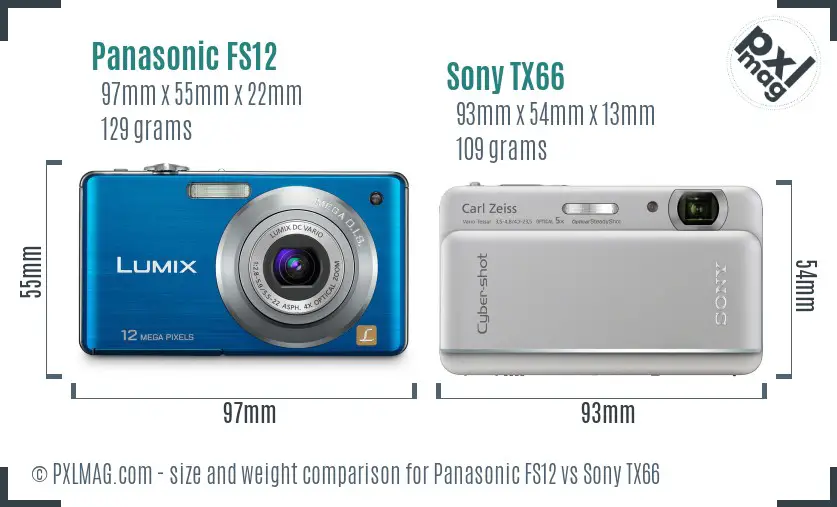 Panasonic FS12 vs Sony TX66 size comparison