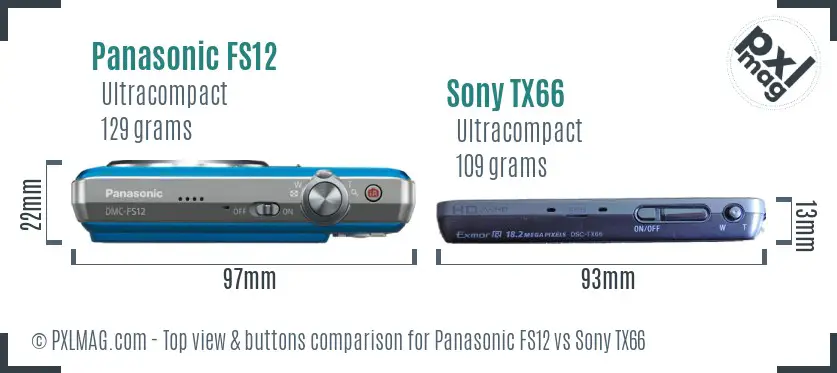 Panasonic FS12 vs Sony TX66 top view buttons comparison