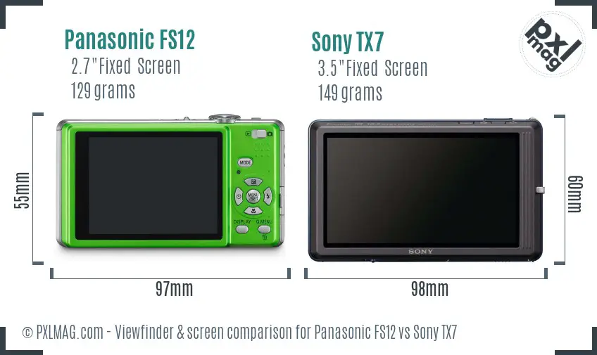 Panasonic FS12 vs Sony TX7 Screen and Viewfinder comparison