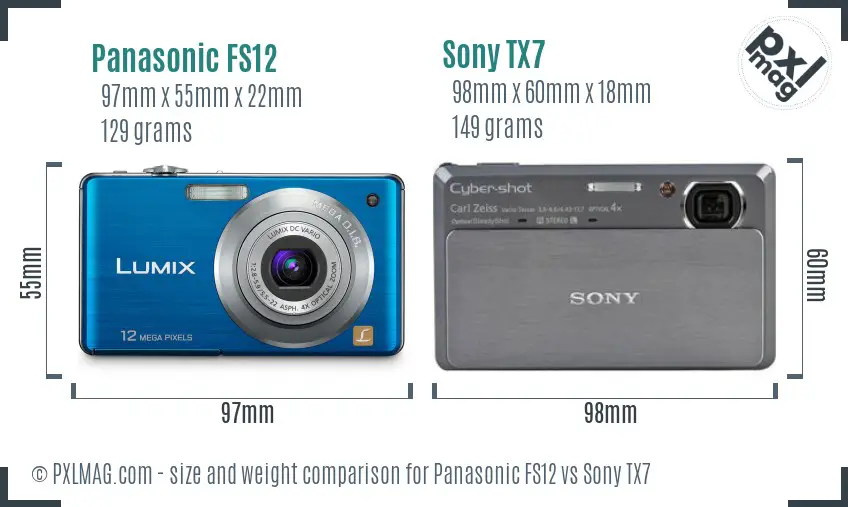 Panasonic FS12 vs Sony TX7 size comparison