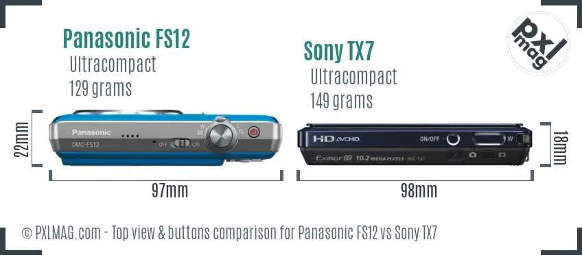 Panasonic FS12 vs Sony TX7 top view buttons comparison