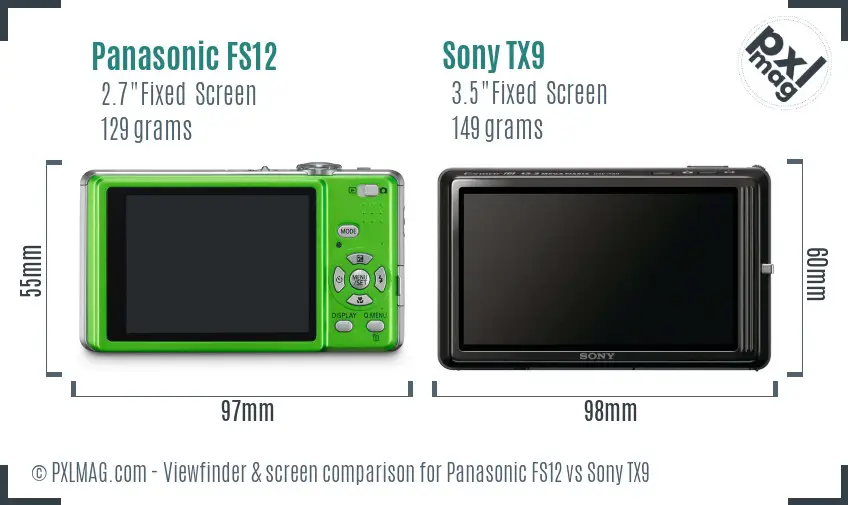 Panasonic FS12 vs Sony TX9 Screen and Viewfinder comparison