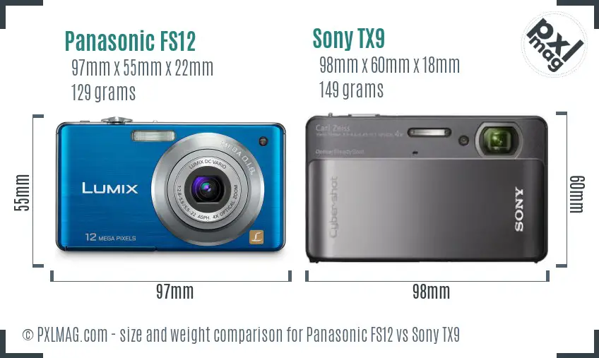 Panasonic FS12 vs Sony TX9 size comparison