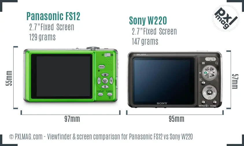 Panasonic FS12 vs Sony W220 Screen and Viewfinder comparison