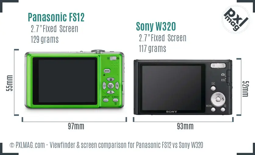 Panasonic FS12 vs Sony W320 Screen and Viewfinder comparison