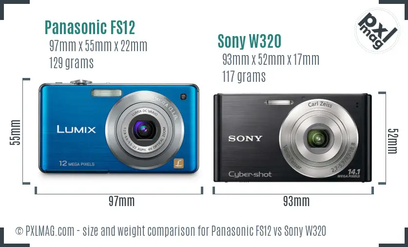 Panasonic FS12 vs Sony W320 size comparison