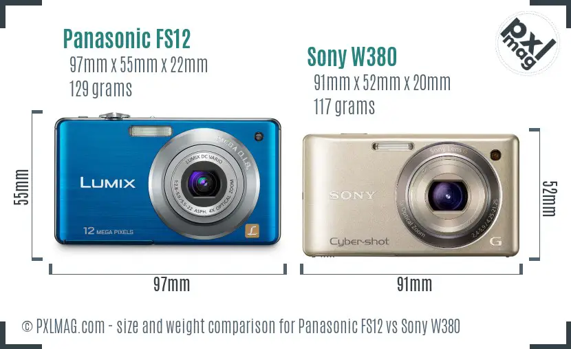 Panasonic FS12 vs Sony W380 size comparison Panasonic FS12 vs Sony W380 size comparison