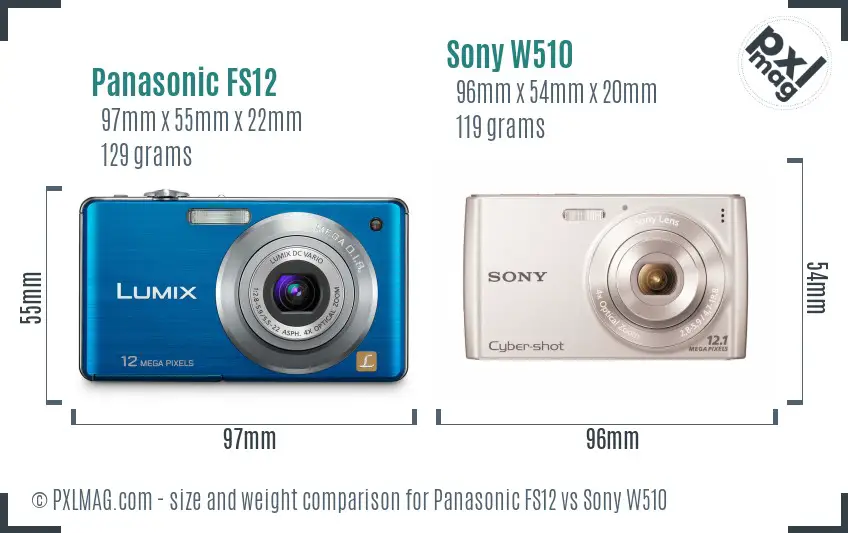 Panasonic FS12 vs Sony W510 size comparison