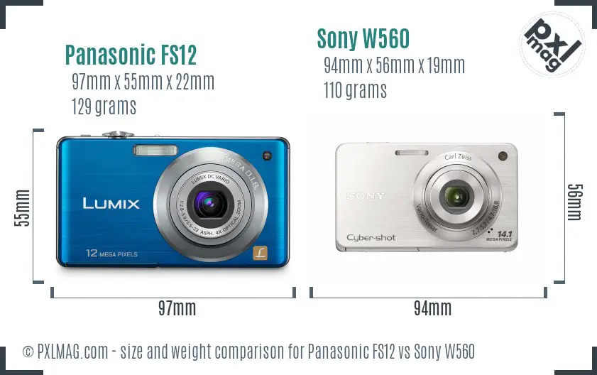 Panasonic FS12 vs Sony W560 size comparison