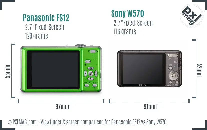 Panasonic FS12 vs Sony W570 Screen and Viewfinder comparison