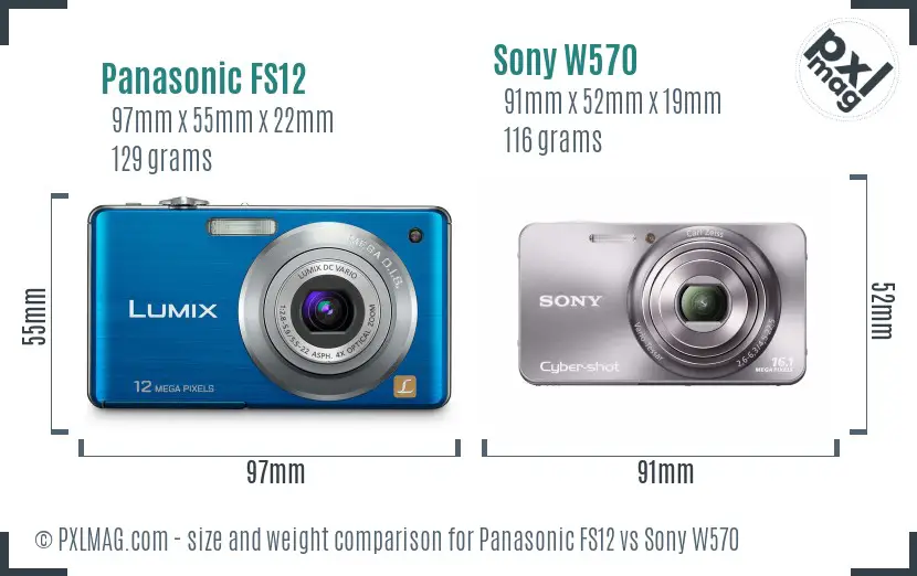Panasonic FS12 vs Sony W570 size comparison