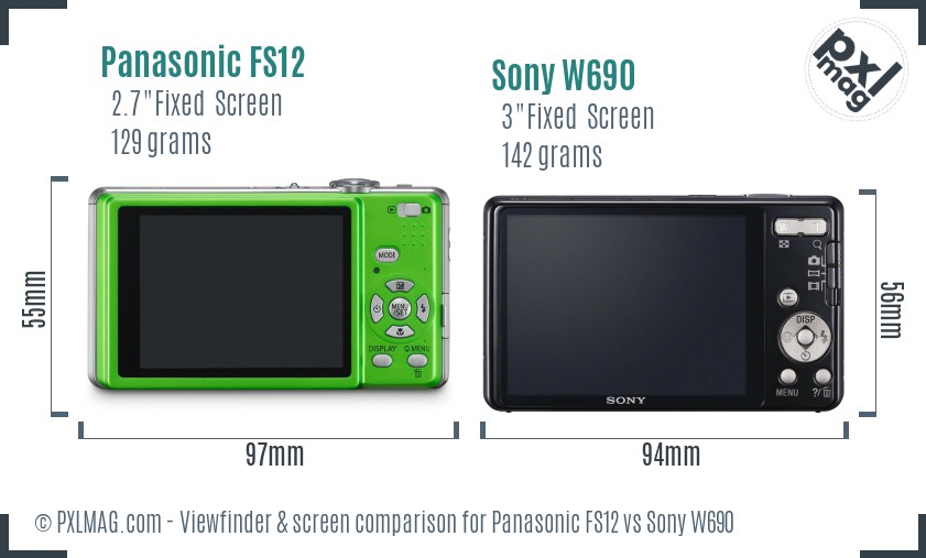 Panasonic FS12 vs Sony W690 Screen and Viewfinder comparison