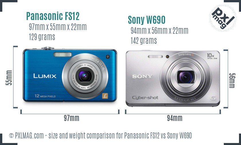 Panasonic FS12 vs Sony W690 size comparison