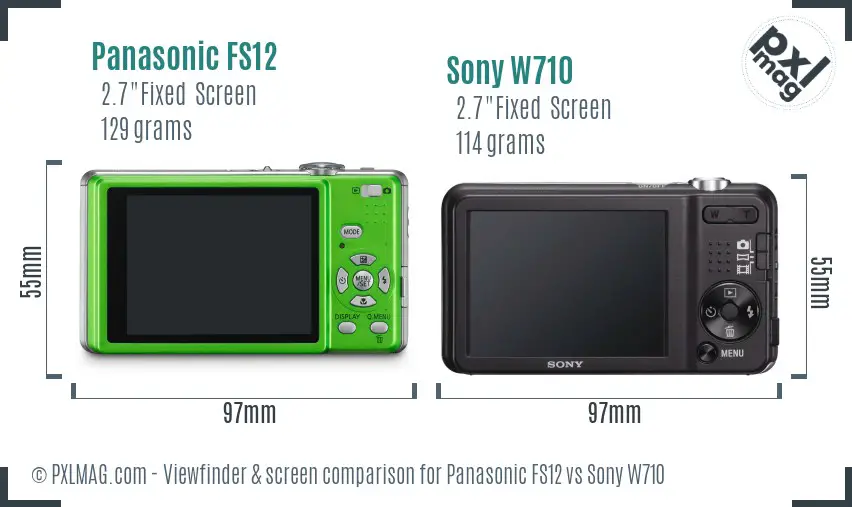 Panasonic FS12 vs Sony W710 Screen and Viewfinder comparison