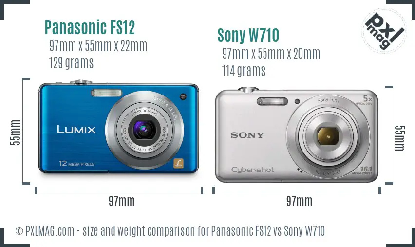 Panasonic FS12 vs Sony W710 size comparison
