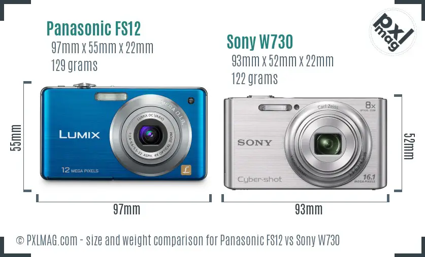 Panasonic FS12 vs Sony W730 size comparison