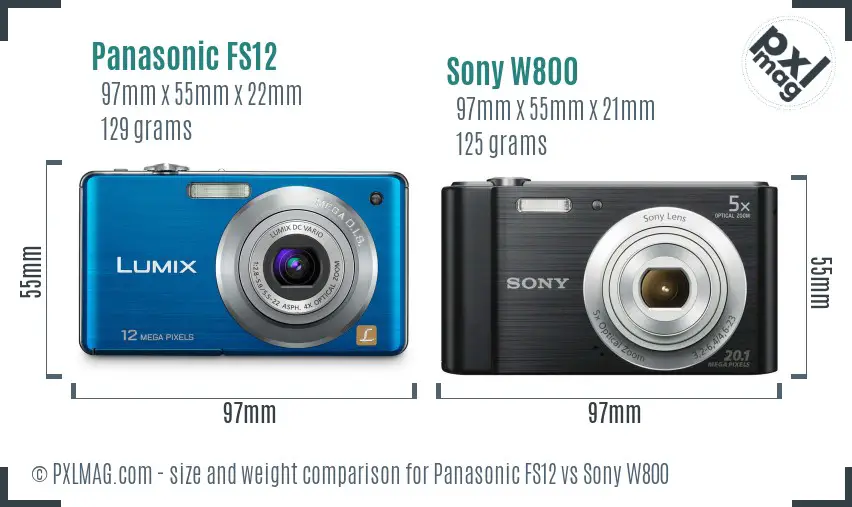 Panasonic FS12 vs Sony W800 size comparison