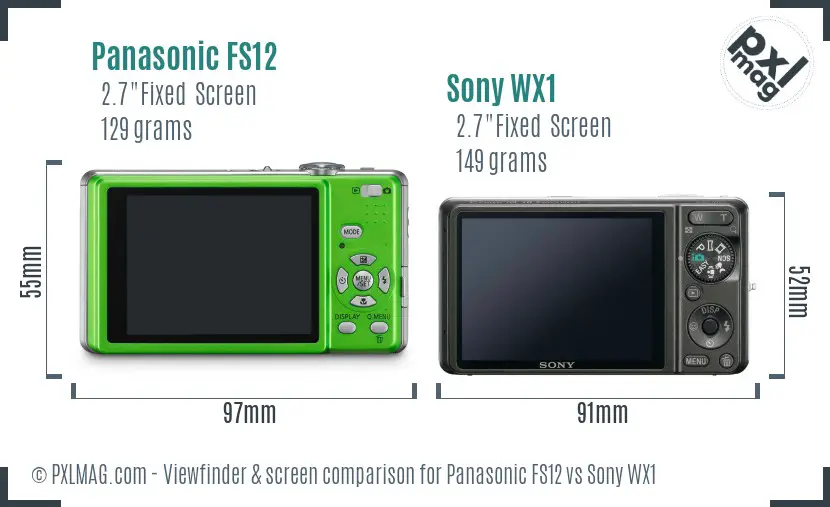 Panasonic FS12 vs Sony WX1 Screen and Viewfinder comparison