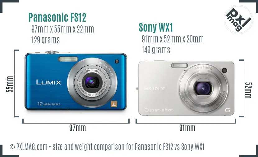 Panasonic FS12 vs Sony WX1 size comparison