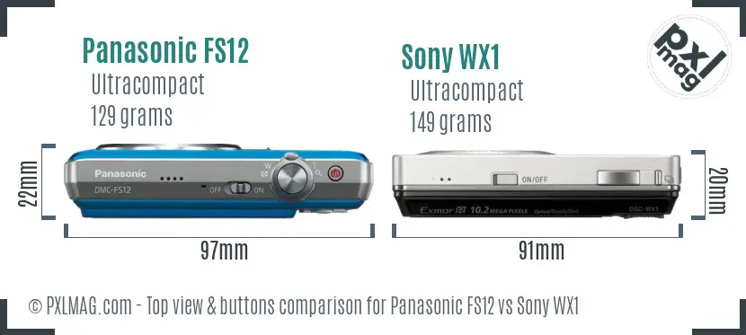 Panasonic FS12 vs Sony WX1 top view buttons comparison