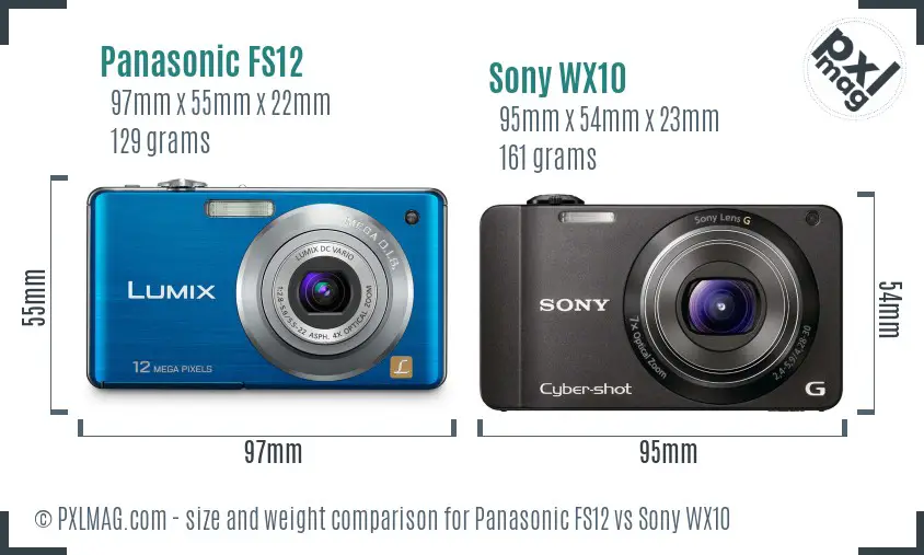 Panasonic FS12 vs Sony WX10 size comparison