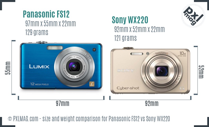 Panasonic FS12 vs Sony WX220 size comparison