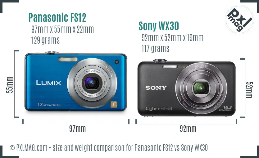 Panasonic FS12 vs Sony WX30 size comparison