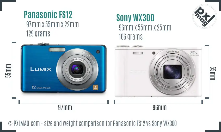 Panasonic FS12 vs Sony WX300 size comparison