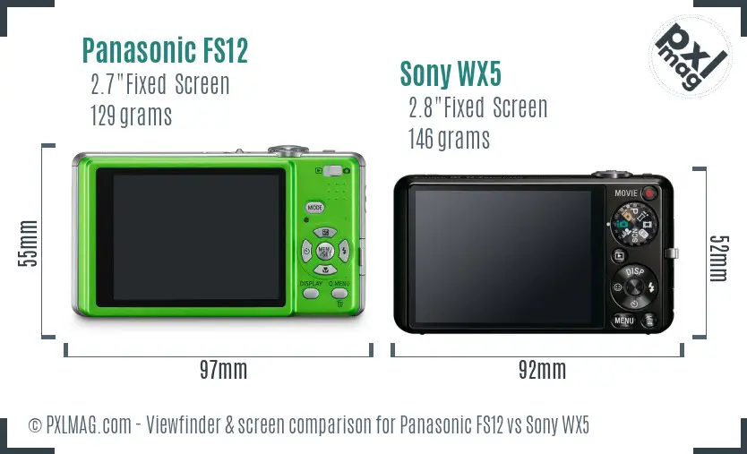 Panasonic FS12 vs Sony WX5 Screen and Viewfinder comparison