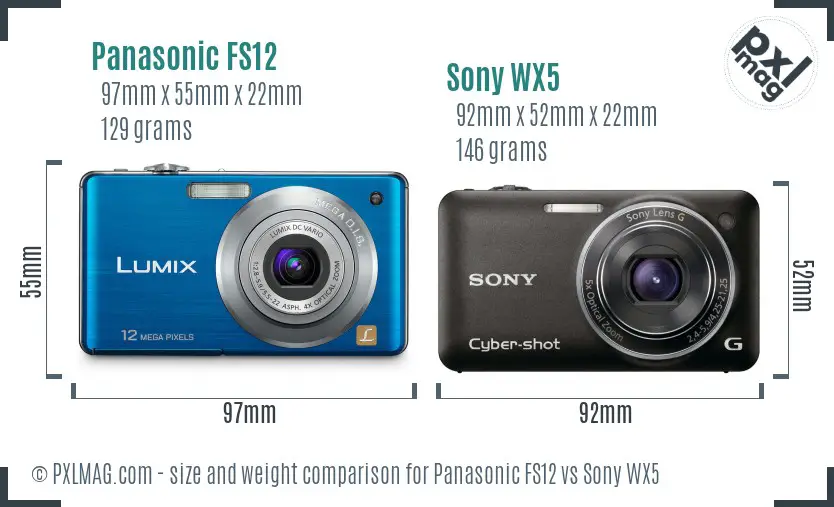 Panasonic FS12 vs Sony WX5 size comparison