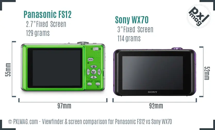 Panasonic FS12 vs Sony WX70 Screen and Viewfinder comparison