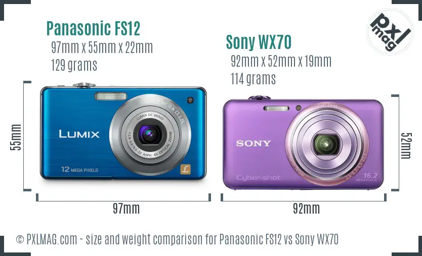 Panasonic FS12 vs Sony WX70 size comparison