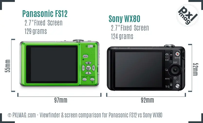 Panasonic FS12 vs Sony WX80 Screen and Viewfinder comparison