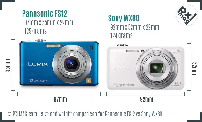 Panasonic FS12 vs Sony WX80 size comparison